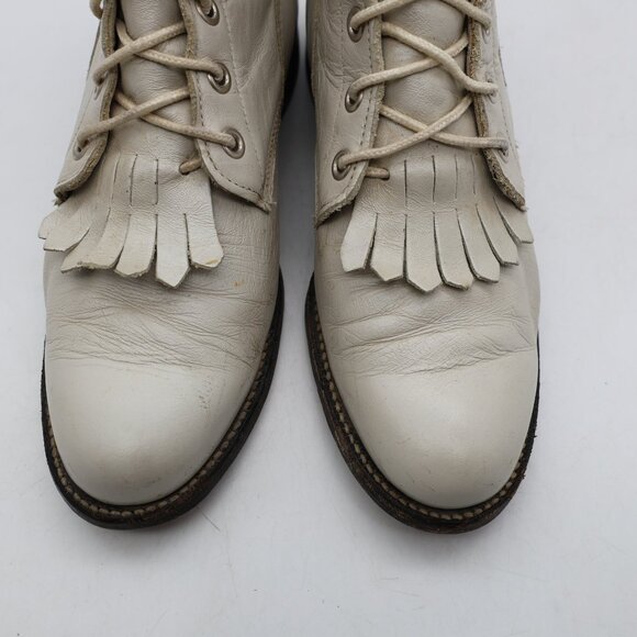 Justin Kiltie Roper Boots Women’s Size 6 B Pearl White Made in USA - Picture 10 of 11